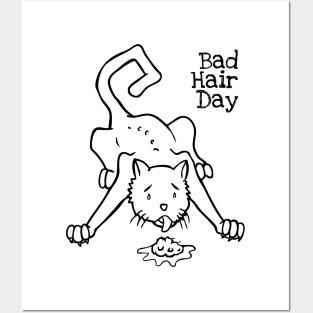 Rude Cat Puking Bad Hair Day Rude Cats Fan Posters and Art